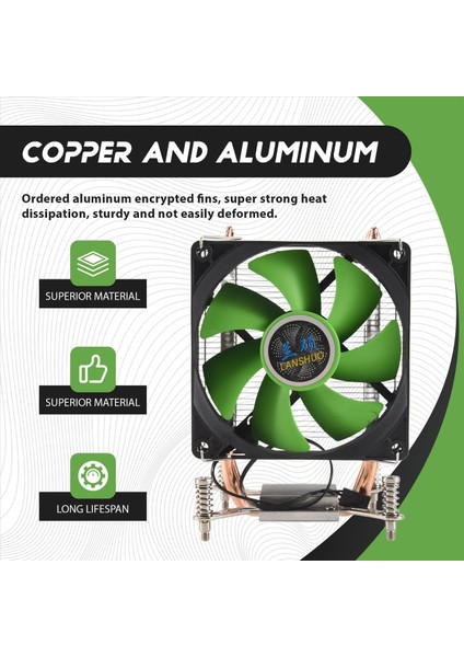 Lanshuo Cpu Soğutucu 2 Isı Boruları Ultra Sessiz Soğutucu Fan Cpu Radyatörü Lga 2011 X79 X99 X299 (3pin Tek Fan) (Yurt Dışından) fırsatları