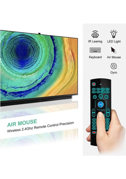 Android Tv Kutusu Için 2x Hava Fare Mini Kablosuz Klavye Hava Uzak Fare Kontrolü Rgb Back Litth Mx3 Pro Ir Öğrenme (Yurt Dışından) fırsatları