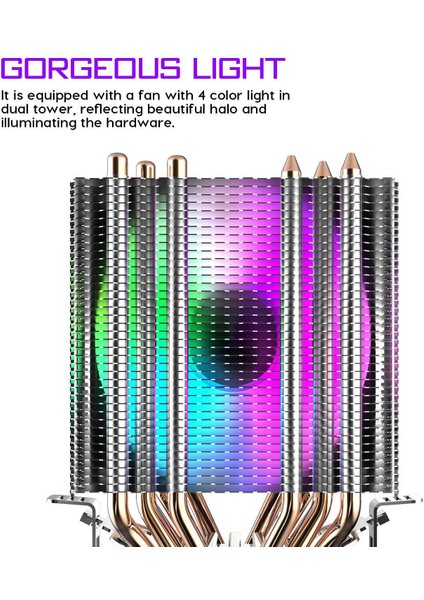 Cpu Hava Soğutucu 6 Isı Boruları 90MM Gökkuşağı ile Ikiz Tower Soğutma Sebzesi Intel 775/1150/1155/1156/1366 Için LED Fanları (Yurt Dışından) modelleri