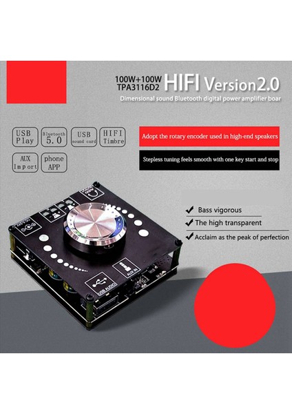 2x XY-AP100H 100W+100W Çift TPA3116D2 Bluetooth 5 0 Stereo Ses Dijital Güç Amplifikatör Kart Ampifikador Aux (Yurt Dışından)