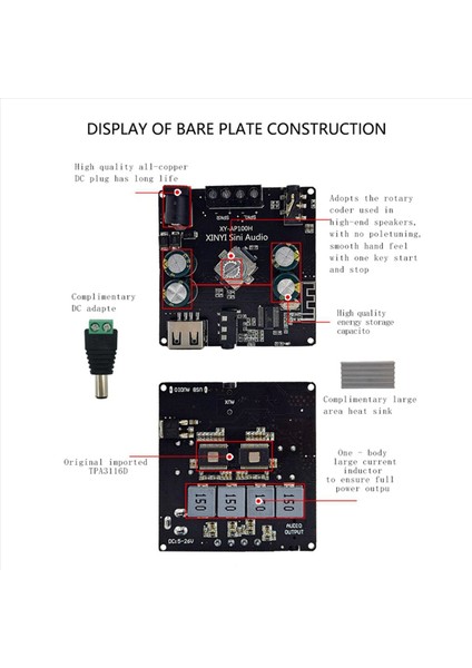 2x XY-AP100H 100W+100W Çift TPA3116D2 Bluetooth 5 0 Stereo Ses Dijital Güç Amplifikatör Kart Ampifikador Aux (Yurt Dışından) modelleri