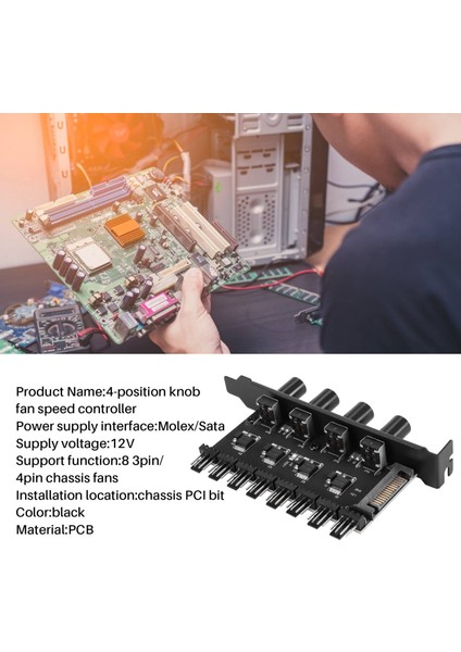Pc 8 Kanallar Fan Hub 4 Knob Soğutma Fan Hız Hız Kontrolörü HDD VGA Pwm Fan Pcı Braket Gücü 12V Fan Kontrolü (Yurt Dışından) fiyatları