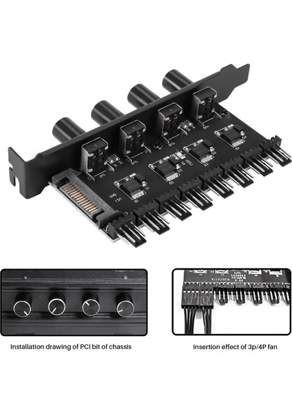 Pc 8 Kanallar Fan Hub 4 Knob Soğutma Fan Hız Hız Kontrolörü HDD VGA Pwm Fan Pcı Braket Gücü 12V Fan Kontrolü (Yurt Dışından) fırsatları