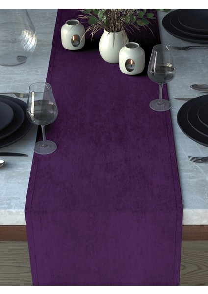 Kadife Dokulu Ametist Rengi Runner indirimleri