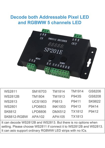 2x SP201E DMX512 WS2812B WS2811 Dmx - Spı Denetleyici Kod Çözücüsüne Çoklu Ics&#39 Yi Destekle (Yurt Dışından) indirimleri