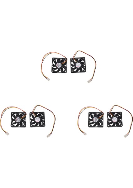 60MM 6cm Dc 12V 3 Pin Bilgisayar Kılıfı Cpu Soğutucu Soğutma Fanı Siyah 6 Pcs (Yurt Dışından)