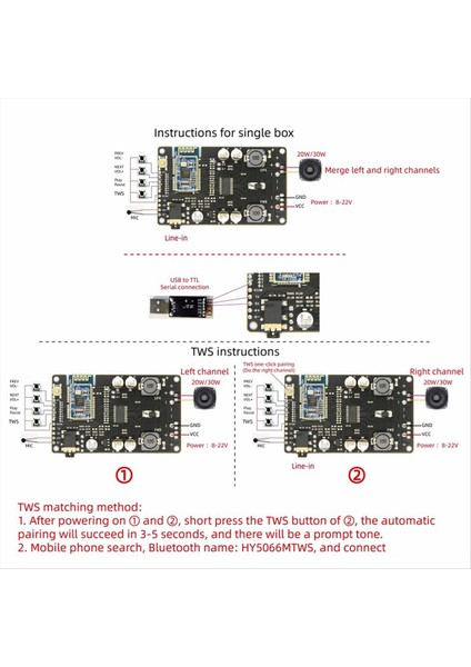 2x Tws TPA3118 Amplifikatör Sesli Kartı Amplifikador 30W/20W BK3266 5 0 Bluetooth Alıcı HY5066MTWS Destekleme Aramayı Desteklemez (Yurt Dışından) indirimleri