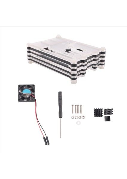 Raspberry Pi 4 Model B Için Akrilik Şeffaf / Berrak ve Siyah Kasa Kapağı Raspberry Pi 4b Için Soğutma Fanı ile (Yurt Dışından) modelleri