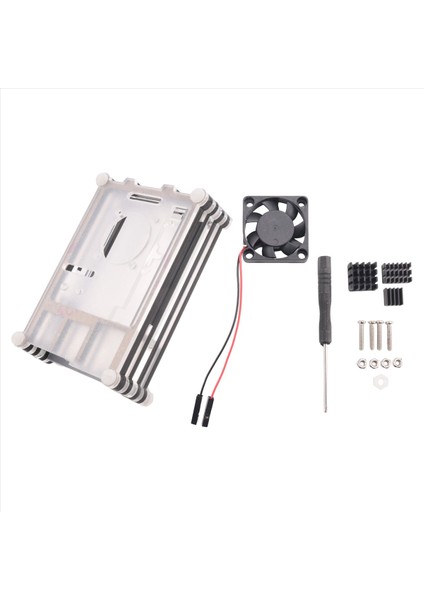 Raspberry Pi 4 Model B Için Akrilik Şeffaf / Berrak ve Siyah Kasa Kapağı Raspberry Pi 4b Için Soğutma Fanı ile (Yurt Dışından) fırsatları