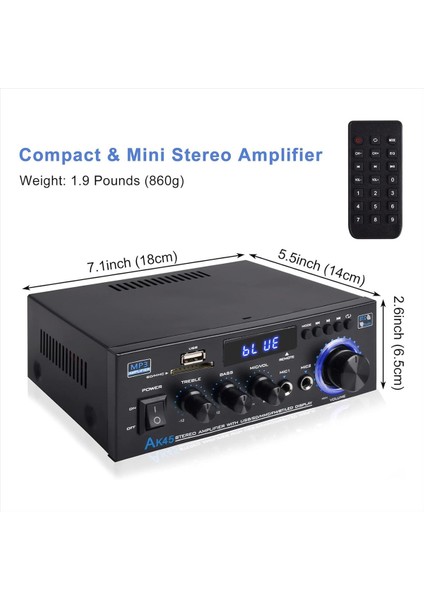 Stereo Ses Amplifikatör Alıcısı Bluetooth 5 0 Ses Hoparlör Amplifikatör Fm Radyo Ev Sineması Ses Stereo Sistem-Ingiltere (Yurt Dışından) fiyatları