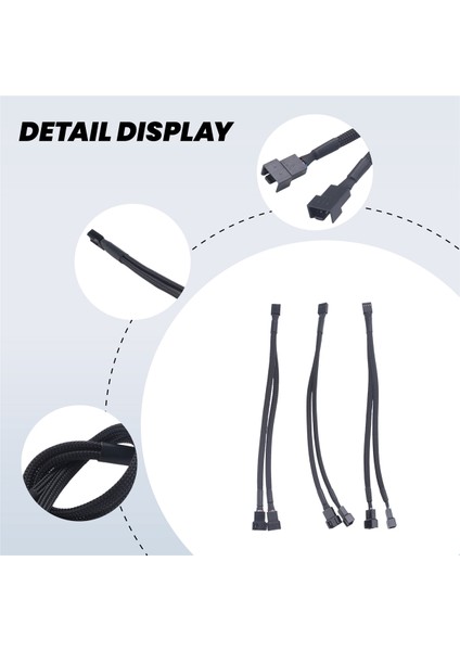 3pcs Pwm Fan Splitter Kablosu 2WAY 4pin Y Sleement Extension Güç Kablosu 1to2 Dönüştürücü Pc Anakart Bilgisayar Cpu Fanı (Yurt Dışından) modelleri