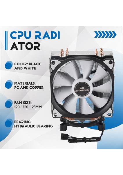Snowman 4pin Cpu Soğutucu 6 Heatpipe Tek Fan Soğutma 12CM Fan LGA775 1151 115X 1366 Destek Intel Amd (Yurt Dışından) indirimleri