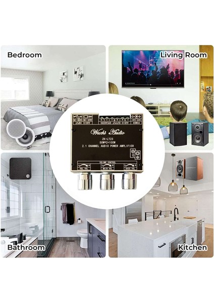 ZK-LT23 2 1 Kanal Bluetooth Ses Amplifikatör Kartı Modülü 50W+50W+100W Subwoofer Tws True Kablosuz Ses Kartı DC9-24V (Yurt Dışından) indirimleri