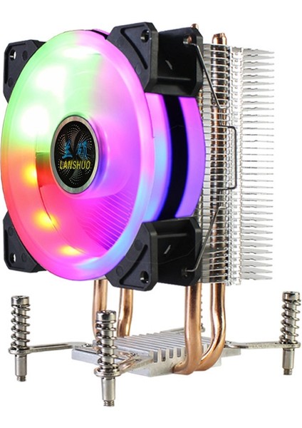 Lanshuo Cpu Soğutucu 2 Isı Boruları Rgb Cpu Radyatör Ultra Sessiz Soğutucu Fan Lga 2011 X79 X99 X299 (3pin Tek Fan) (Yurt Dışından)