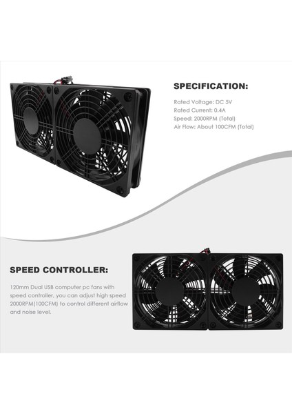 Yönlendirici Modem Alıcı Için 120MM 5V USB Güçlü Pc Yönlendirici Çift Fans Hava Akışı Soğutma Fanı (Yurt Dışından) indirimleri