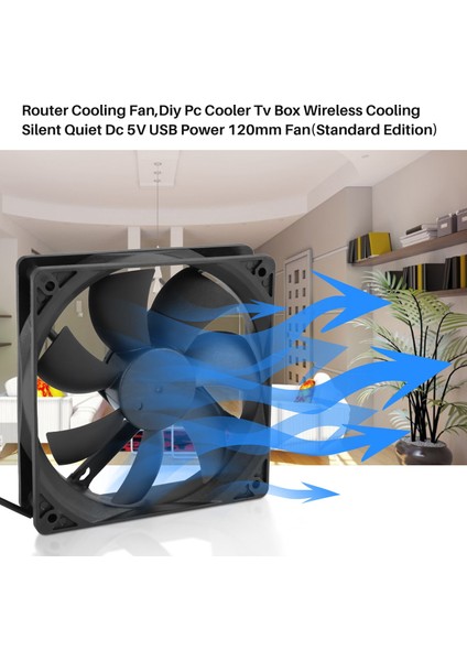 Yönlendirici Soğutma Fanı Dıy Pc Soğutucu Tv Kutusu Kablosuz Soğutma Sessiz Sessiz Dc 5V USB Güç 120MM Fan (Standart Baskı) (Yurt Dışından) fiyatları