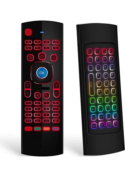 Android Tv Kutusu Için 3x Hava Fare Mini Kablosuz Klavye Hava Uzak Fare Kontrolü Rgb Back Litt Mx3 Pro Ir Öğrenme (Yurt Dışından) modelleri