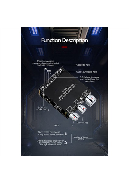 2x Bluetooth 5 0 100W+100W Güç Subwoofer Amplifikatör Kartı 2 1 Kanal Sınıf D Ev Ses Stereo Ekolayzır Amp XY-T100L (Yurt Dışından) modelleri