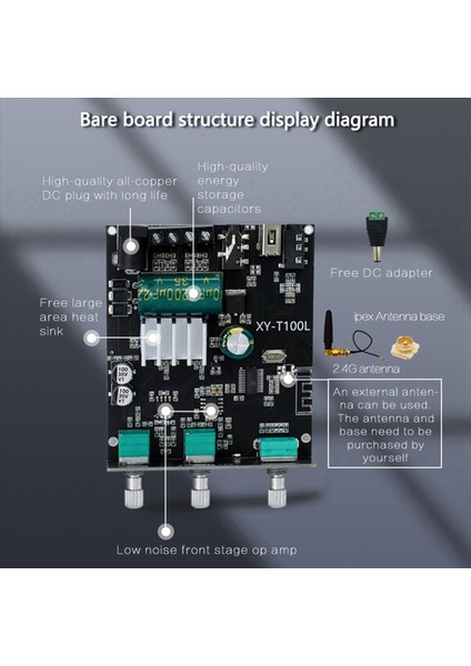 2x Bluetooth 5 0 100W+100W Güç Subwoofer Amplifikatör Kartı 2 1 Kanal Sınıf D Ev Ses Stereo Ekolayzır Amp XY-T100L (Yurt Dışından) indirimleri