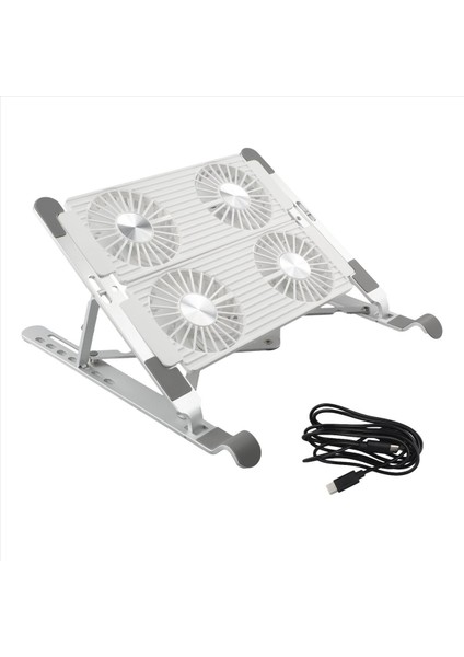 Stand Taşıma Standı ile Dizüstü Bilgisayar Soğutucu Katlama Soğutma Standı Alüminyum Model 4-Portlu Fan Hava Soğutmalı Soğutma Dizüstü Bilgisayar Standı (Yurt Dışından)