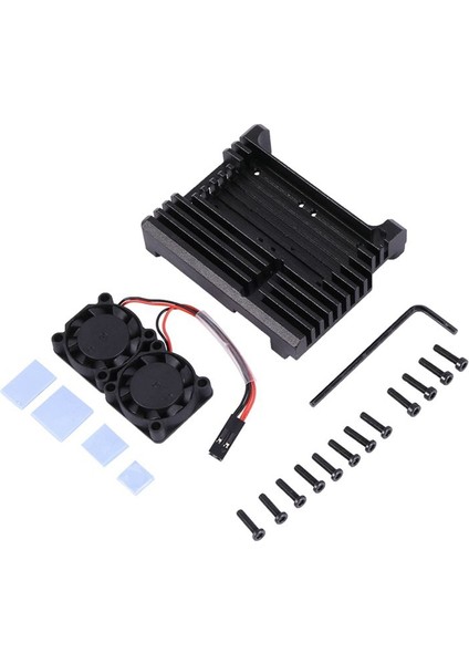 Raspberry Pi Için 6x 4 Alüminyum Kılıf Çift Soğutma Fanı Metal Kabuğu Raspberry Pi 4 Model B Için Siyah Muhafaza (Yurt Dışından) modelleri