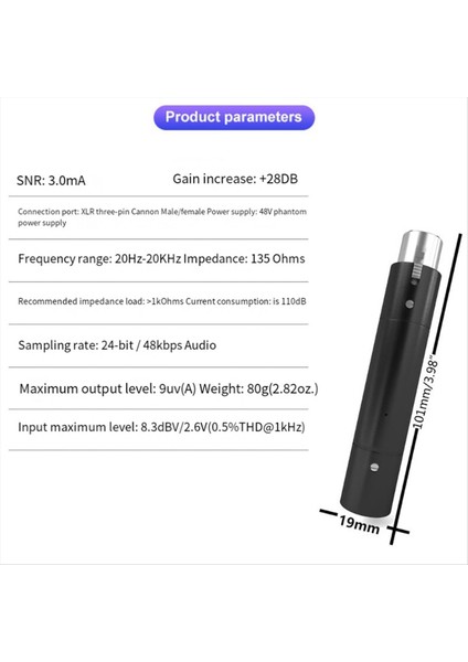 Dinamik Mikrofon Amplifikatör Preampifikatörü 28DB Her Çok Yönlü Toplama ile Kazanç Kazanç Tek Kanallı Aktivatör Siyah (Yurt Dışından) fırsatları
