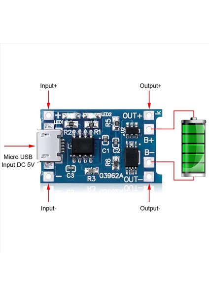 Pil Korumalı TP4056 Şarj Modülü 18650 Bms 5V Micro-Usb 1A Ücret Kartı 18650 Için 18 Adet (Yurt Dışından) modelleri