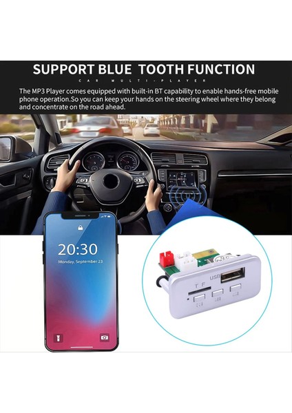 12V Kablosuz Bluetooth 5 0 Dıy Mp3 Wma Wav Dekor Kodlayıcı Kartı Araba Ses USB Tf Fm Radyo Handfree Modül Mp3 Çalar (Silver) (Yurt Dışından) indirimleri