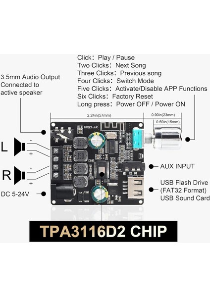 Dajunguo C50HS Bluetooth Amplifikatör Kartı 50W+50W TPA3116D2 Hıfı Chıp 12-24V Dijital Ses Güç Amplifikatör Modülü (Yurt Dışından) modelleri