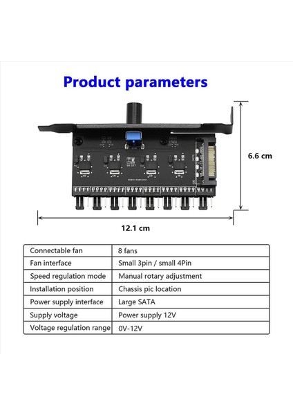 2x Pc 8 Kanal Fan Hub Hub Soğutma Fan Hız Hız Denetleyicisi HDD VGA Pwm Fan Pcı Braket Gücü 12V Fan (Sata) (Yurt Dışından) modelleri