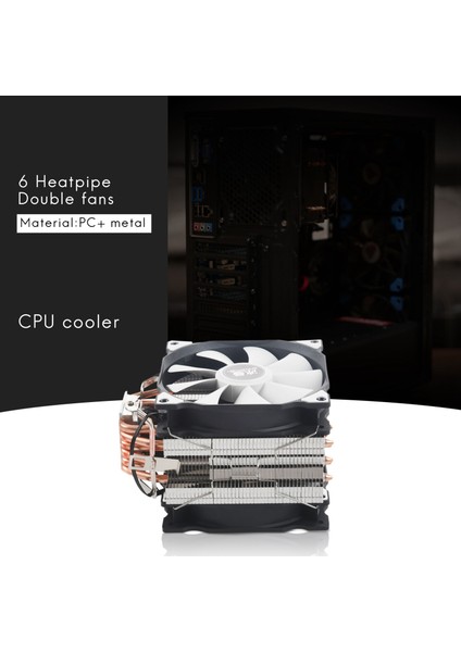Snowman M-T6 4pin Cpu Soğutucu Master 6 Heatpipe Çift Fanlar 12CM Soğutma Fanı LGA775 1151 115X 1366 Destek Intel Amd (Yurt Dışından) modelleri