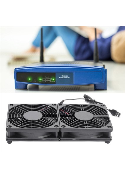 2x 120MM 5V USB Güçlü Pc Yönlendirici Çift Fanları Yönlendirici Modem Alıcı Için Hava Akışı Soğutma Fanı (Yurt Dışından) fiyatları