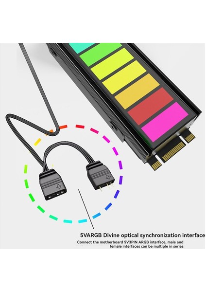 M 2 SSD Radyatör Soğutucu 5V 3pin Argb Katı Hal Sert Disk Soğutucu Aura Sync Alüminyum Alaşım Soğutucu M 2 2280 Gümüş (Yurt Dışından)