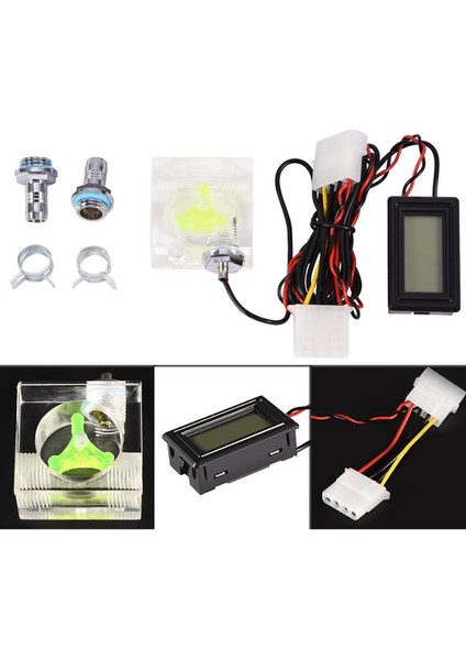 Pc 3 Yolu Akış Ölçer Dijital Termometresi Iki Konektörlü Bilgisayar Su Soğutma Sistemi Kiti ve Pagoda Klibi ile (Yurt Dışından) indirimleri