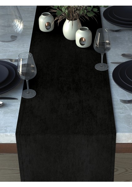 Kadife Dokulu Panter Siyahı Runner