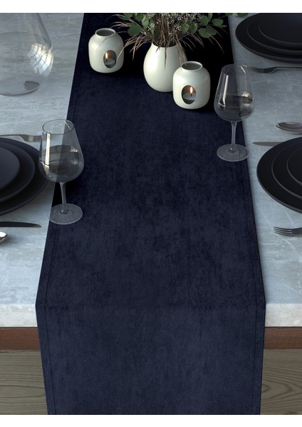 Kadife Dokulu Lacivert Runner indirimleri