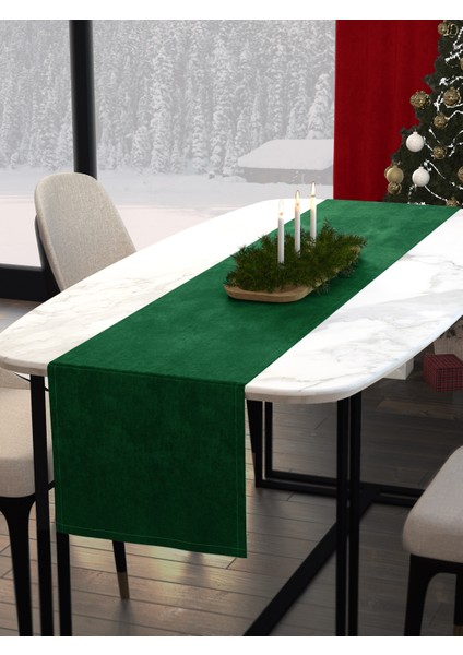 Kadife Dokulu Çam Yeşili Runner indirimleri