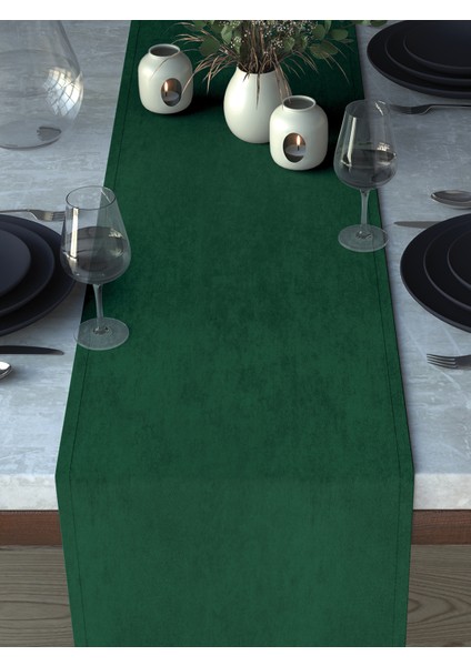 Kadife Dokulu Çam Yeşili Runner