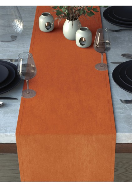 Kadife Dokulu Portakal Rengi Runner indirimleri