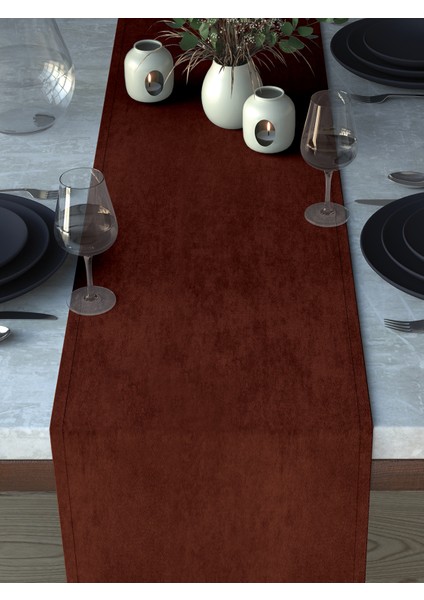 Kadife Dokulu Kiremit Rengi Runner indirimleri