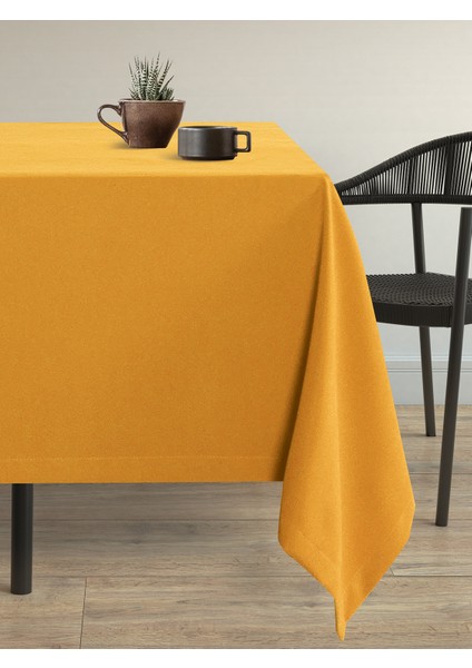 Kadife Dokulu Balpeteği Sarısı Masa Örtüsü