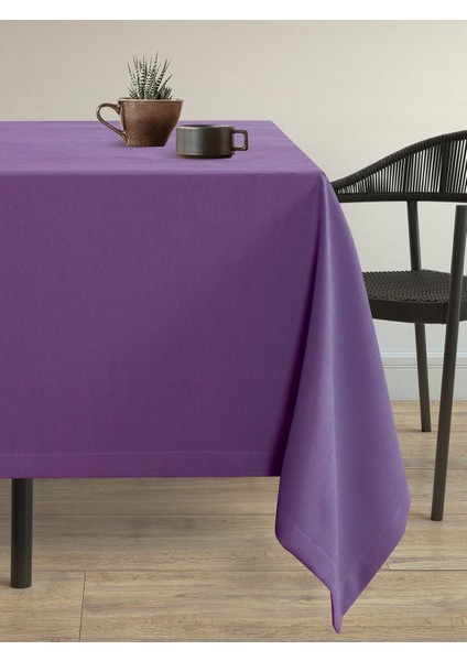 Kadife Dokulu Ametist Rengi Masa Örtüsü