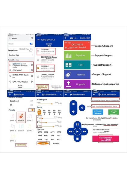 QCC3034 Bluetooth Güç Amplifikatörü 15WX2 Stereo Aux Desteği Ad Değişikliği Için Uygulama Kontrolü Parola Kurulumu ve Eq Ayarları (Yurt Dışından) modelleri