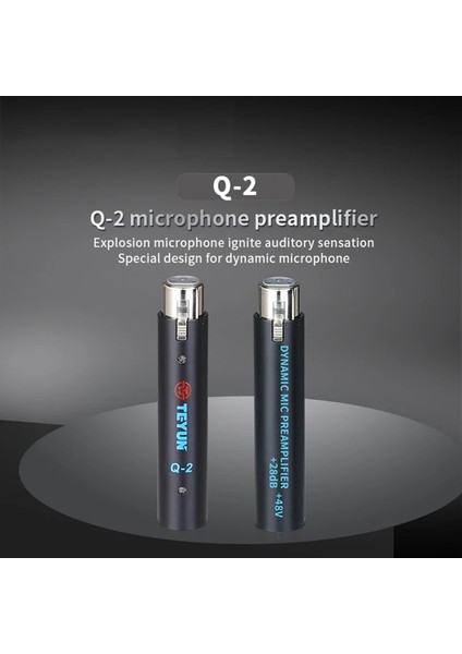 2x Teyun Q2 Mikrofon Dinamik Önsözlü 28DB Kazanç Dinamik Mic Amplifikatörü 48V Metal Yapısı Q-2 Canlı Için (Yurt Dışından) indirimleri