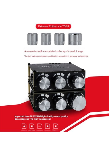 XY-T50H Bluetooth 5 0 Amplifikatör Kartı TPA3116D2 50W+50W Yüksek Bass Ayarlanabilir Stereo Dijital Amplifikatör Kartı Ses Modülü (Yurt Dışından) indirimleri