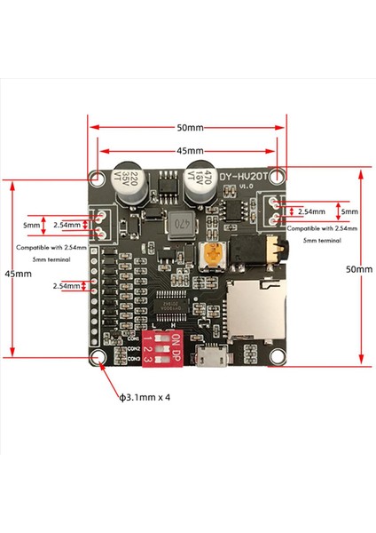 2x DY-HV20T Ses Oynatma Modülü 12V/24V Güç Kaynağı 10W/20W Amplifikatör Desteği Mikro Sd Kart Mp3 Müzik Çalar (Yurt Dışından) fiyatları