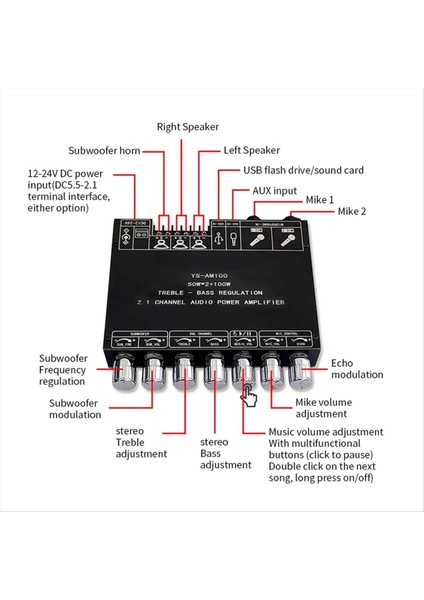 YS-AM100 Ktv Yüksek Güçlü Bluetooth Amplifikatör Kartı Mikrofon Sesi All-In-One 2 1 Kanal TPA3116D2 Amplifikatör Kartı (Yurt Dışından) indirimleri