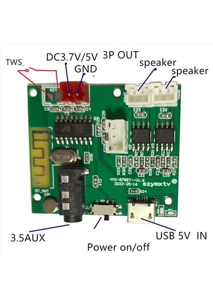 2x Yeni Ürün Çok Fişli Işlev 5 2 Bt Module 5V 5W+5WTWS Güç Amplifikatör Kartı 3 5AUX Kablosuz Pcba Kart (Yurt Dışından) fiyatları