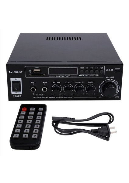 Av -660BT Bluetooth Ses Amplifikatörü - Güç Amplifikatör Desteği Bluetooth Fm Radyo USB Sd Kart ve Çift Mikrofon Girişleri Abd Fişi (Yurt Dışından)