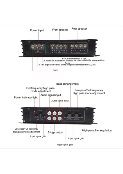 4 Kanallı Araba Ses Amplifikatörü 5800W Yüksek Güçlü Amplifikatör 12V Ultra-Ince Dört Yönlü Güç Amplifikatör Sınıf A/b Araçları (Yurt Dışından) modelleri
